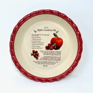 Ceramic Apple Cranberry Pie Dish w/Recipe Written Inside Dish by Michael's 9''